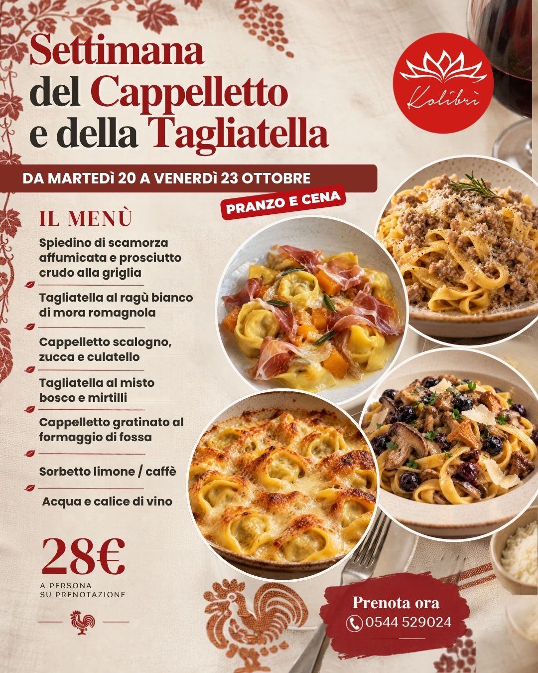 Settimana del Cappelletto e della Tagliatella al Kolibrì
