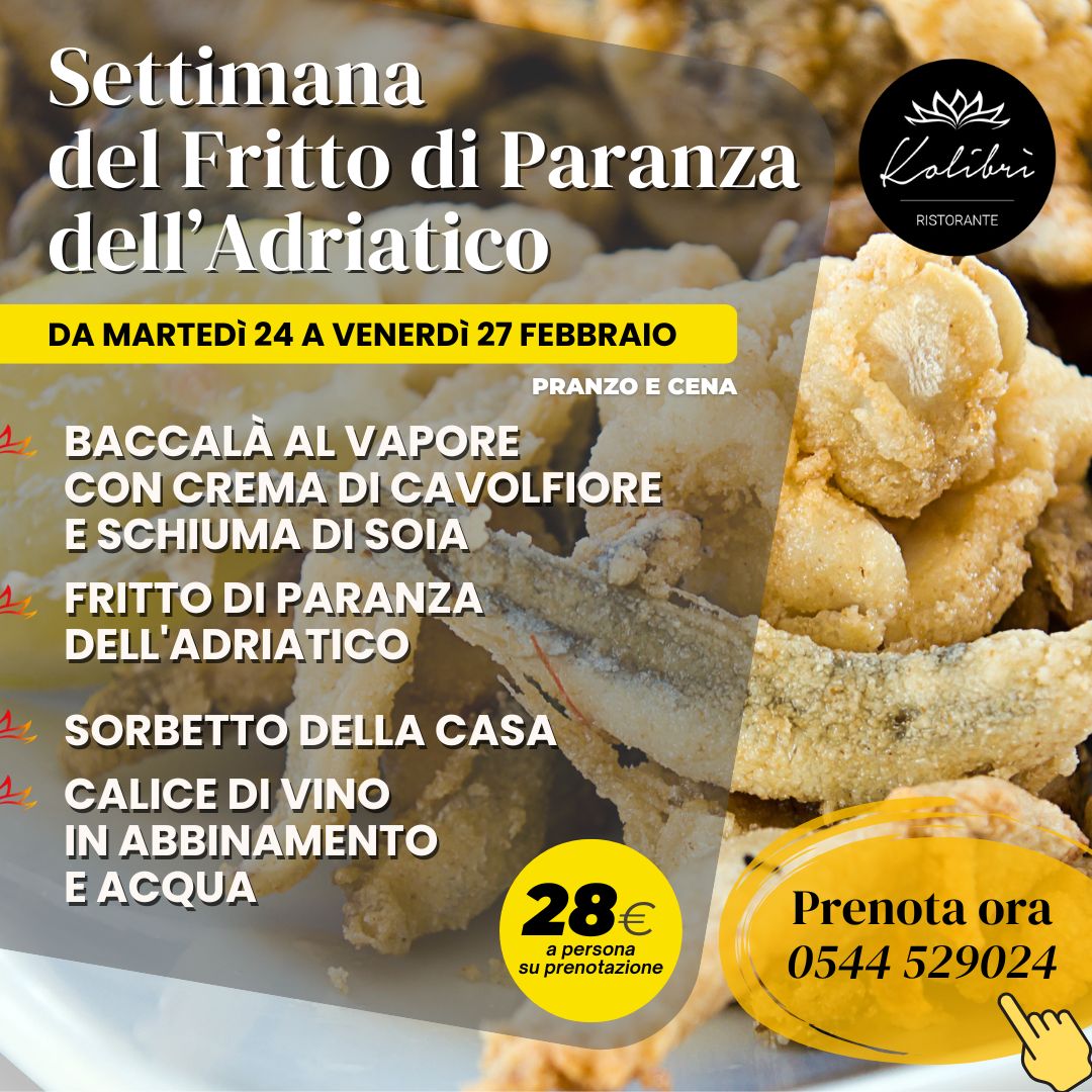 Fritto di Paranza dell’Adriatico al Kolibrì– Menu Speciale 28€
