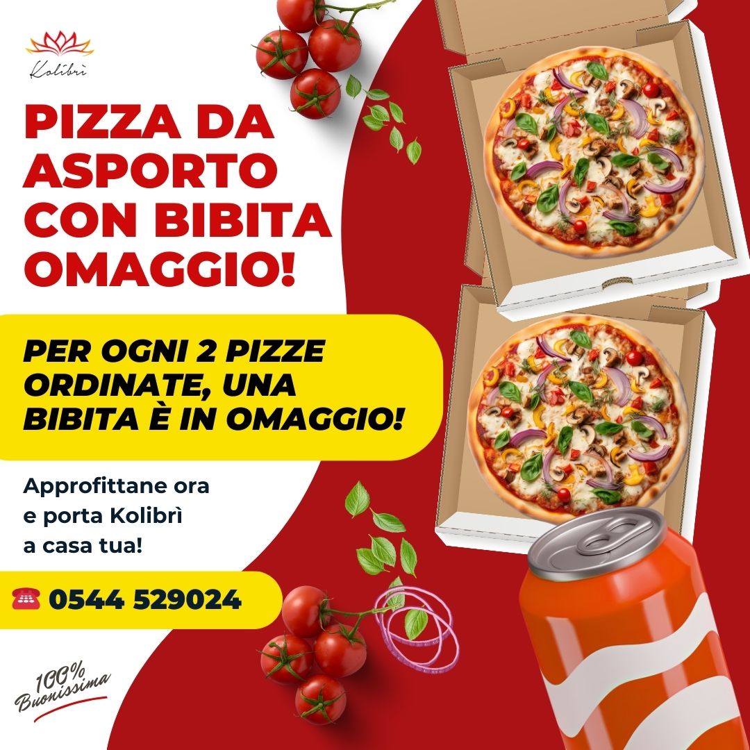 Pizza da asporto + bibita omaggio! 