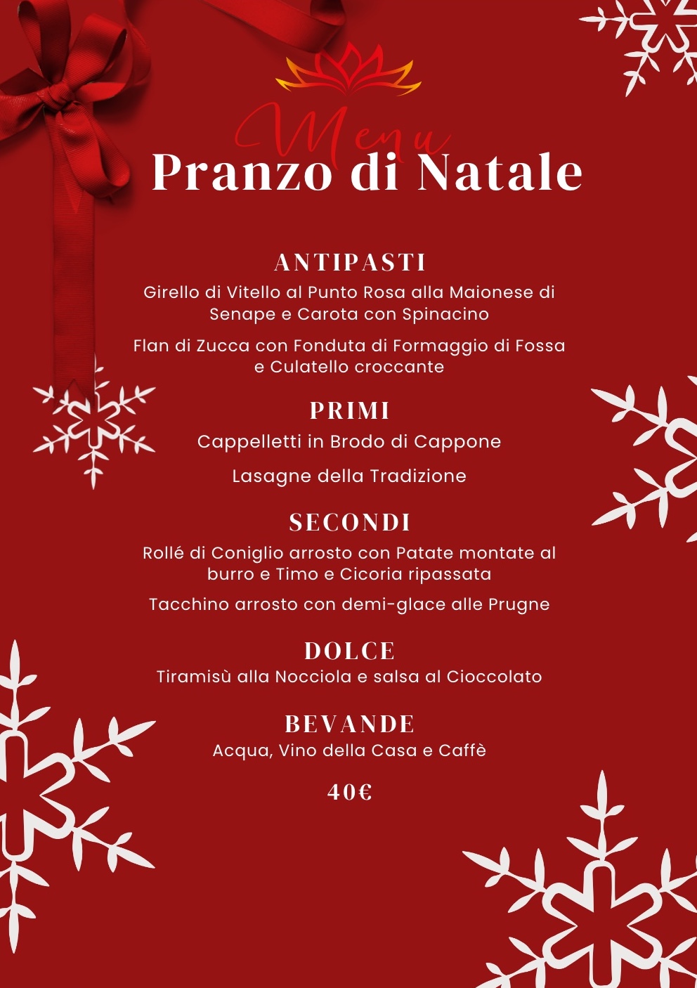 Menu Pranzo di Natale al Kolibrì