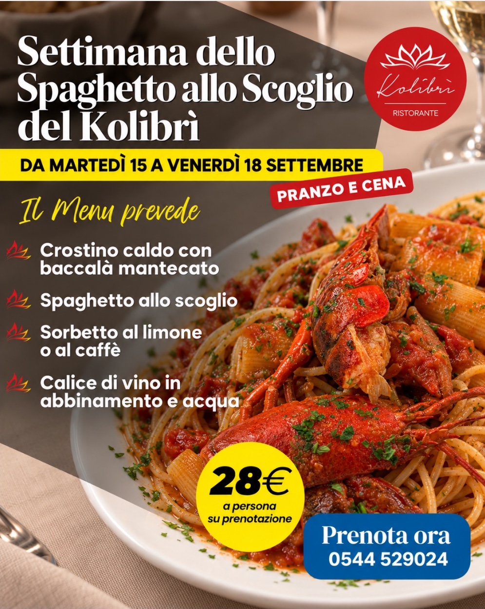 Settimana dello Spaghetto allo Scoglio del Kolibrì