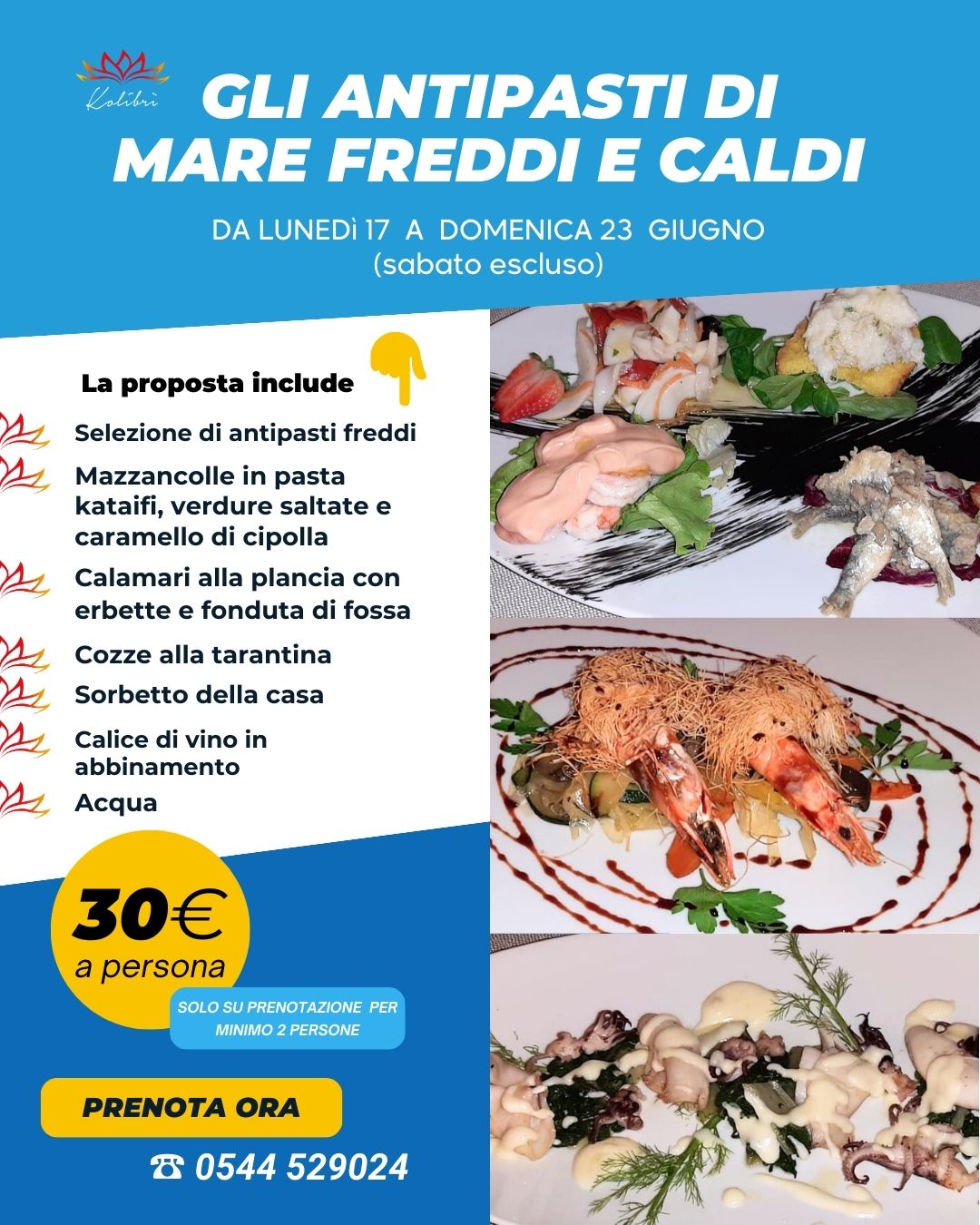 Settimana degli Antipasti di Mare al Kolibrì!
